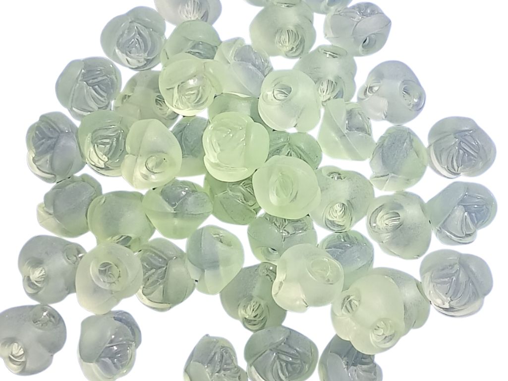 Mint Green Matte Finish Rose Shaped Acrylic Beads with Back Hole