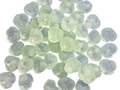 Mint Green Matte Finish Rose Shaped Acrylic Beads with Back Hole