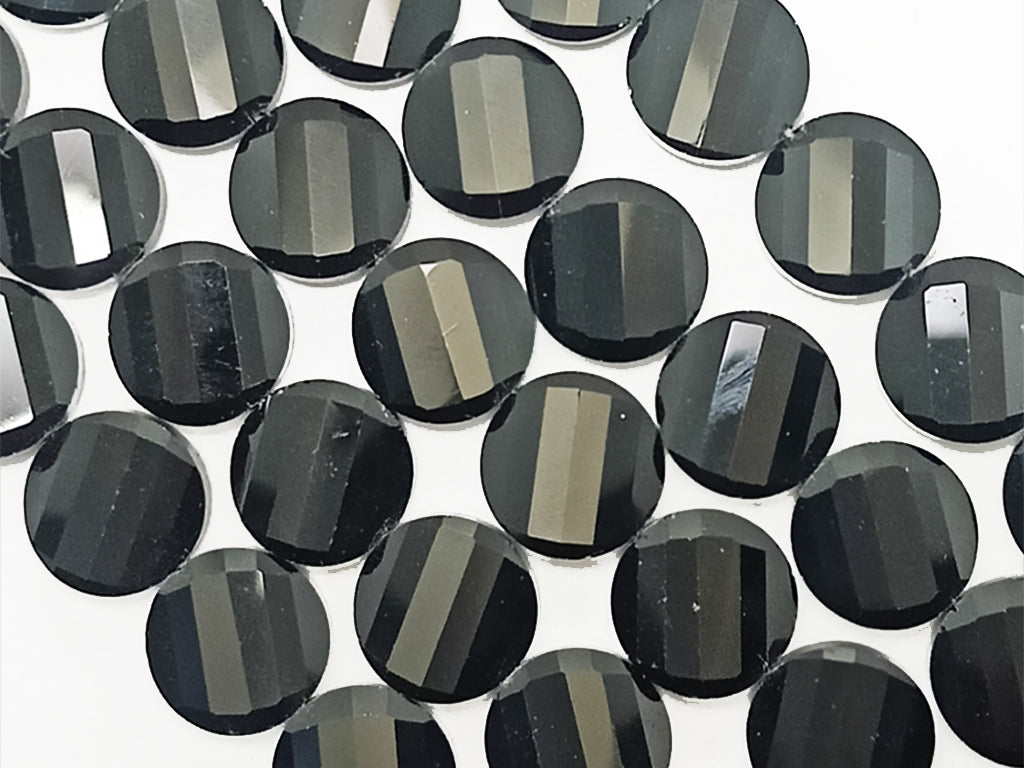 Black Faceted Flat Crystal Beads