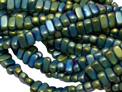 Metallic Sea Blue Oblong Haemetite Metal Beads