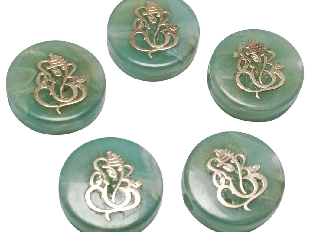 Sea Blue Circular Resign Ganpati Charms