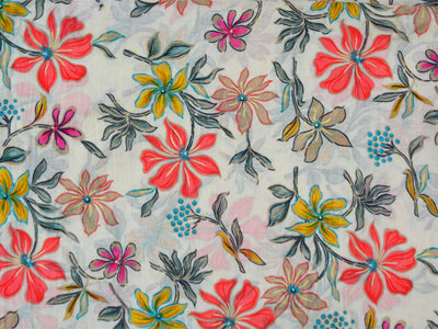 White Handblocked Pure Mul Mul Cotton Fabrics