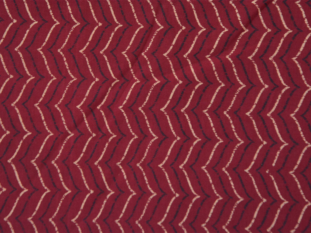 Dark Red Chevron Pure Cotton Fabric