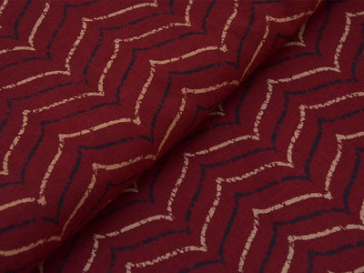 Dark Red Chevron Pure Cotton Fabric