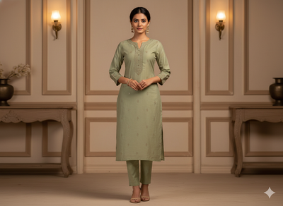 फ़ॉरेस्ट ग्रीन प्लेन ग्लेज्ड कॉटन फ़ैब्रिक (थोक)