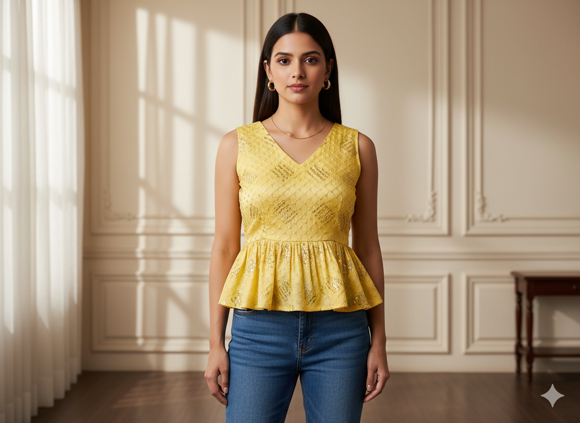 पीला धातुई सेक्विन कढ़ाई मलाई साटन कपड़ा