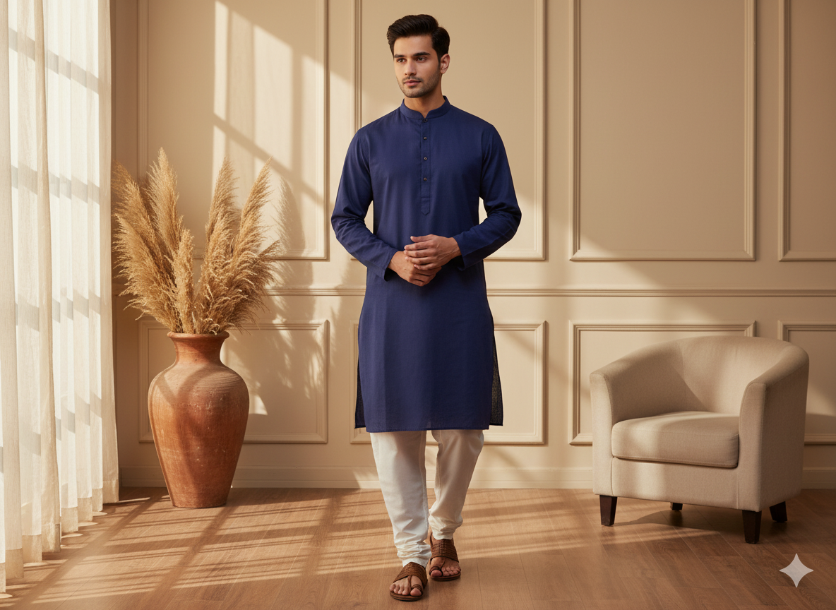Dark Blue Plain 100% Pure Mul Mul Cotton