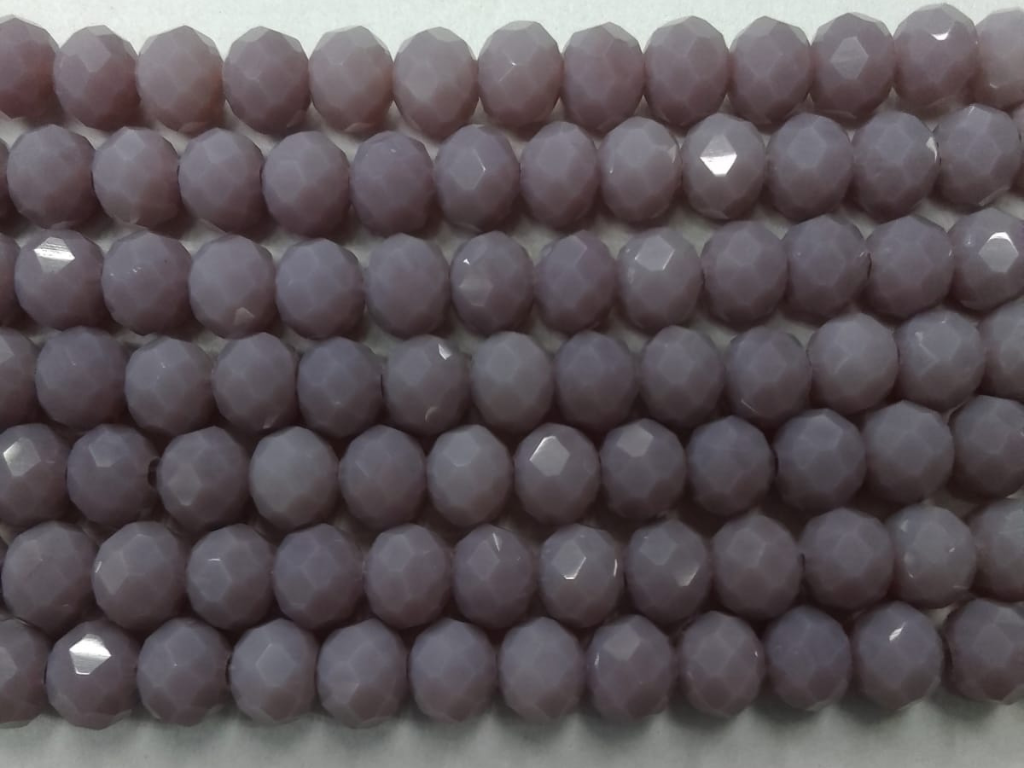 Light Purple Tyre Crystal Glass Beads- 6 mm