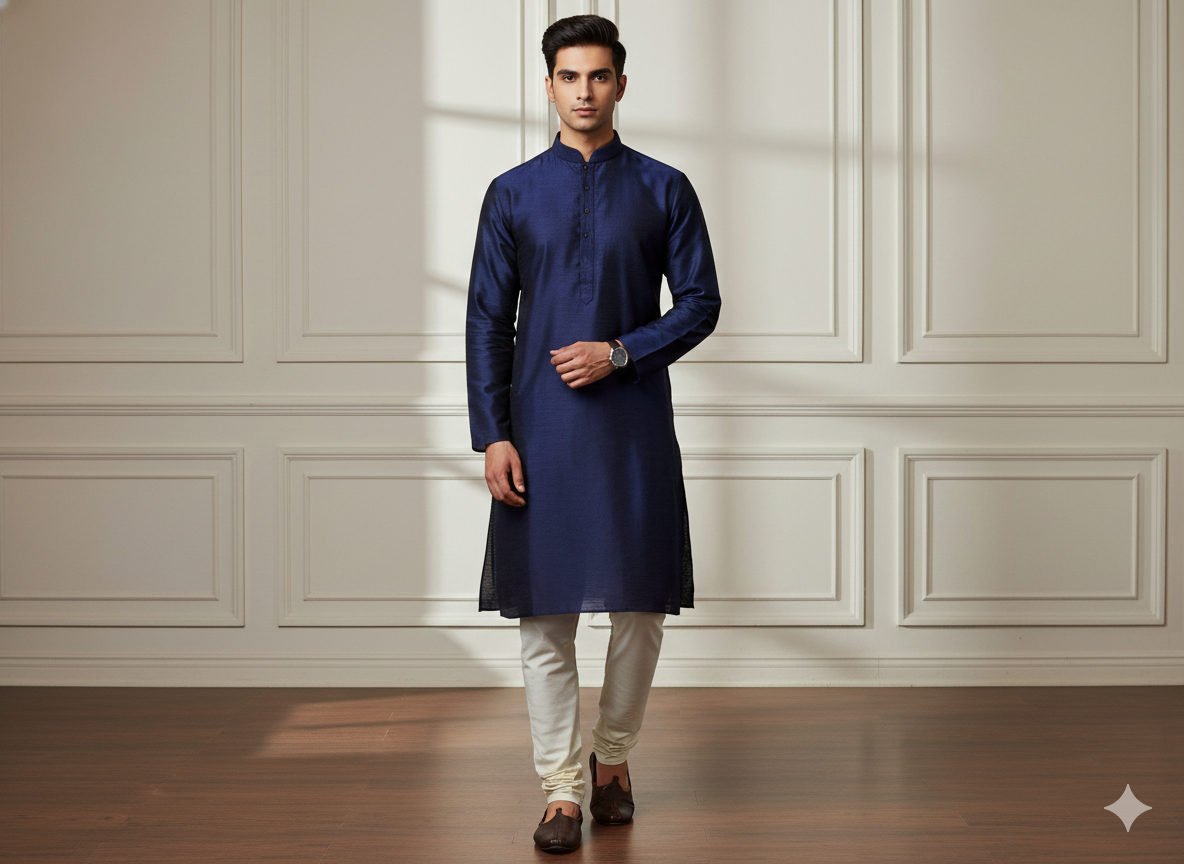 Navy Blue Plain Bangalore Raw Silk Fabric  (Wholesale)