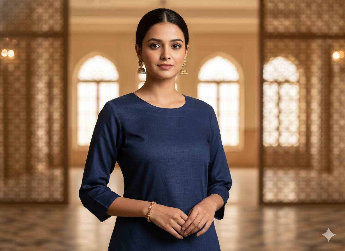 Dark Blue Plain 100% Pure Mul Mul Cotton