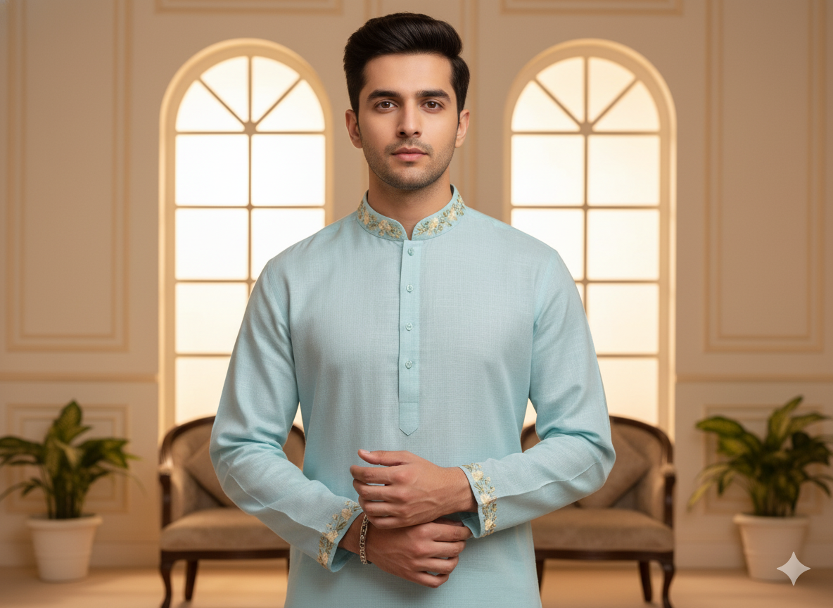 पेस्टल ब्लू प्योर लिनन फ़ैब्रिक - 60 ली