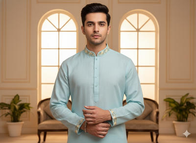 पेस्टल ब्लू प्योर लिनन फ़ैब्रिक - 60 ली