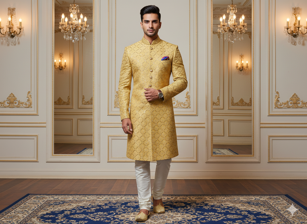 पीला धातुई सेक्विन कढ़ाई मलाई साटन कपड़ा