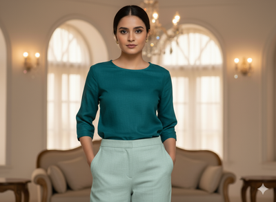 पेस्टल ब्लू प्योर लिनन फ़ैब्रिक - 60 ली