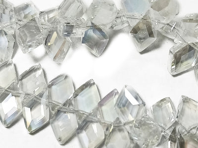 White Diamond Shaped Top Hole Crystal Beads