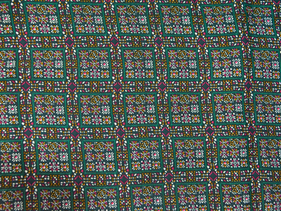 Green Square Block Dgitally Printed Butter Crepe Fabric