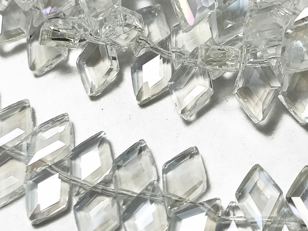 White Diamond Shaped Top Hole Crystal Beads