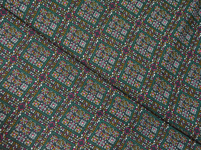 Green Square Block Dgitally Printed Butter Crepe Fabric