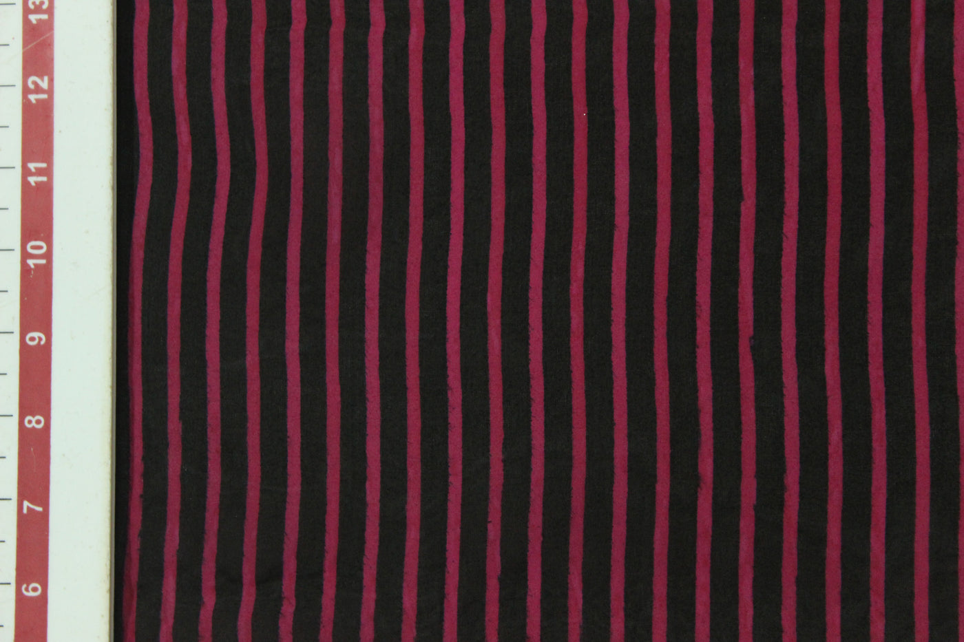 Pink & Black Stripes Printed Organza Fabric