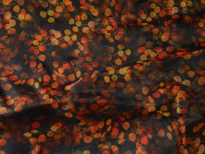 Black Leaf Digital Printed Liquid Organza Fabric