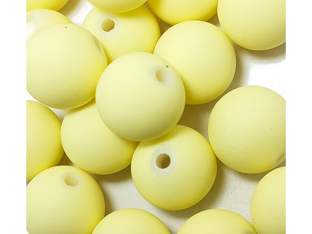 Frosted Yellow Spherical Acrylic Beads With Centre Hole