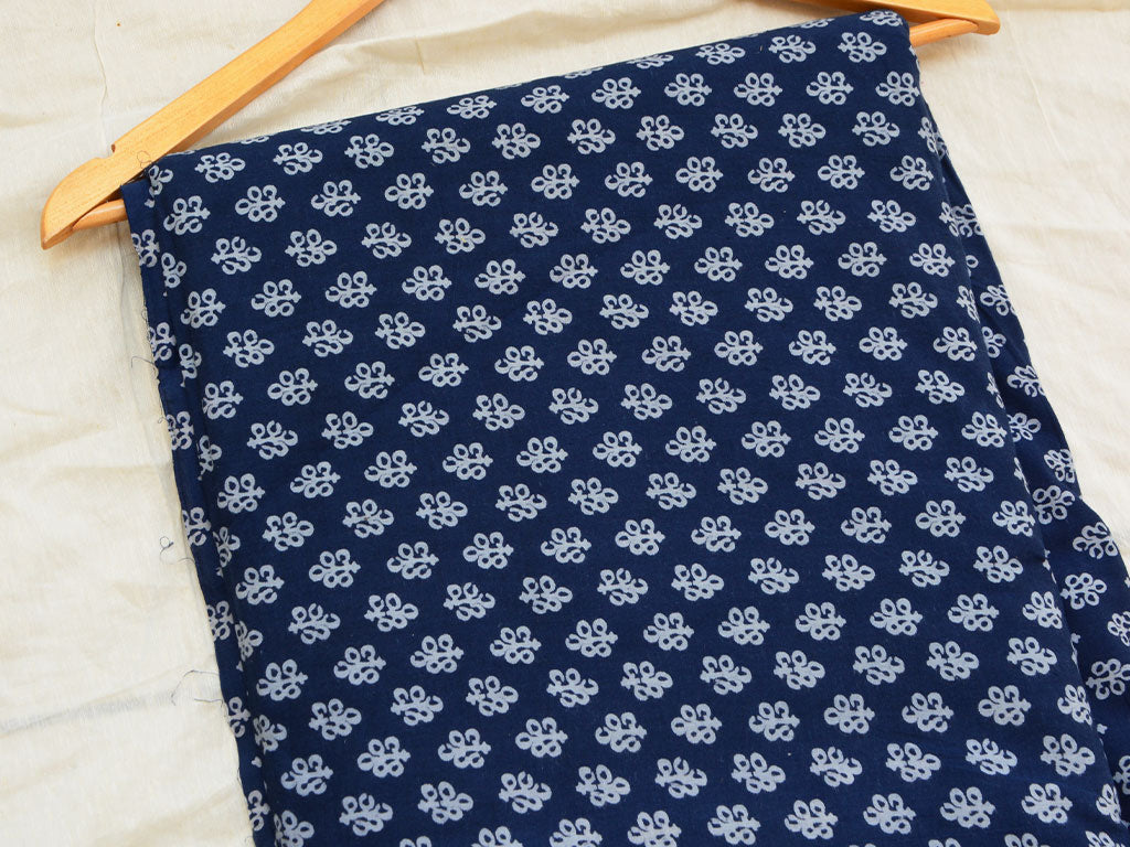 Dark Blue Floral Pure Cotton Fabric