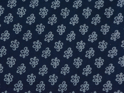 Dark Blue Floral Pure Cotton Fabric
