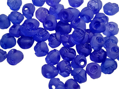 Dark Blue Matte Finish Rose Shaped Acrylic Beads with Back Hole