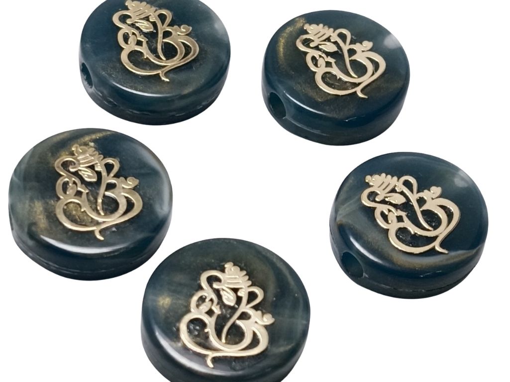 Dark Gray Circular Resign Ganpati Charms