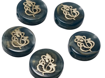 Dark Gray Circular Resign Ganpati Charms