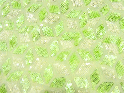 Neon Green Pure Viscose Georgette With Sequins Embroidered Fabric