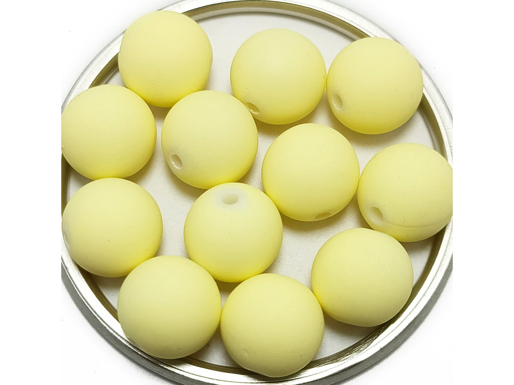 Frosted Yellow Spherical Acrylic Beads With Centre Hole