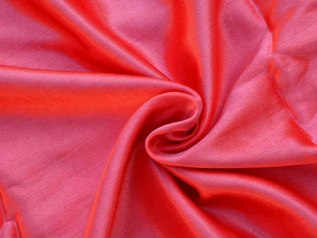 Coral Orange Plain Pure Viscose Gaji Silk Fabric (Wholesale)