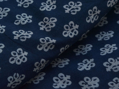Dark Blue Floral Pure Cotton Fabric