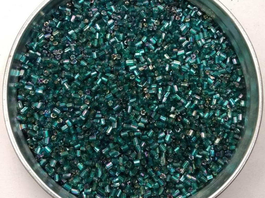 Teal Silverline 2 Cut Glass Seed Beads- 2 mm