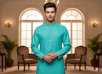 फ़िरोज़ा नीला शुद्ध लिनन कपड़ा - 60 ली