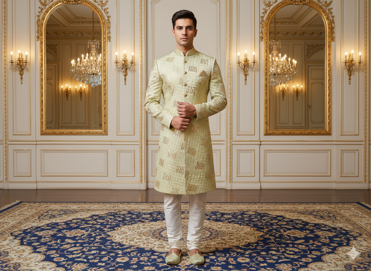 पीला सुनहरा धातुई सेक्विन कढ़ाई मलाई साटन कपड़ा