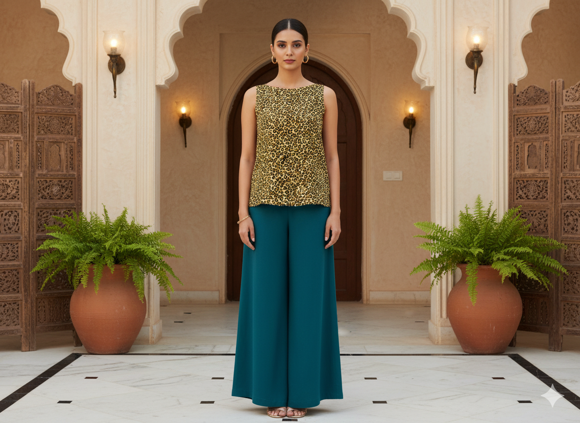 Yellow Leopard Digitally Printed Butter Crepe Fabric