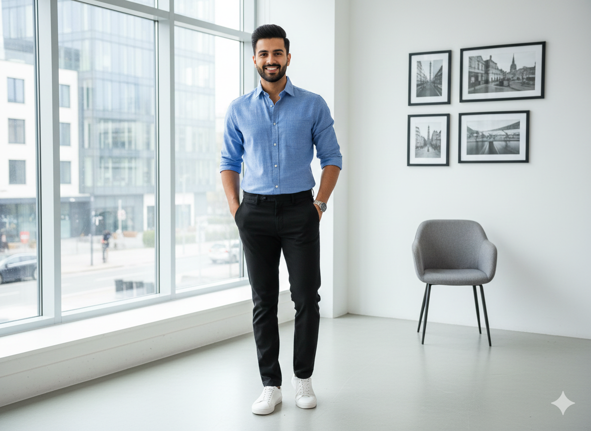 आसमानी नीला सादा कॉटन लिनन कपड़ा