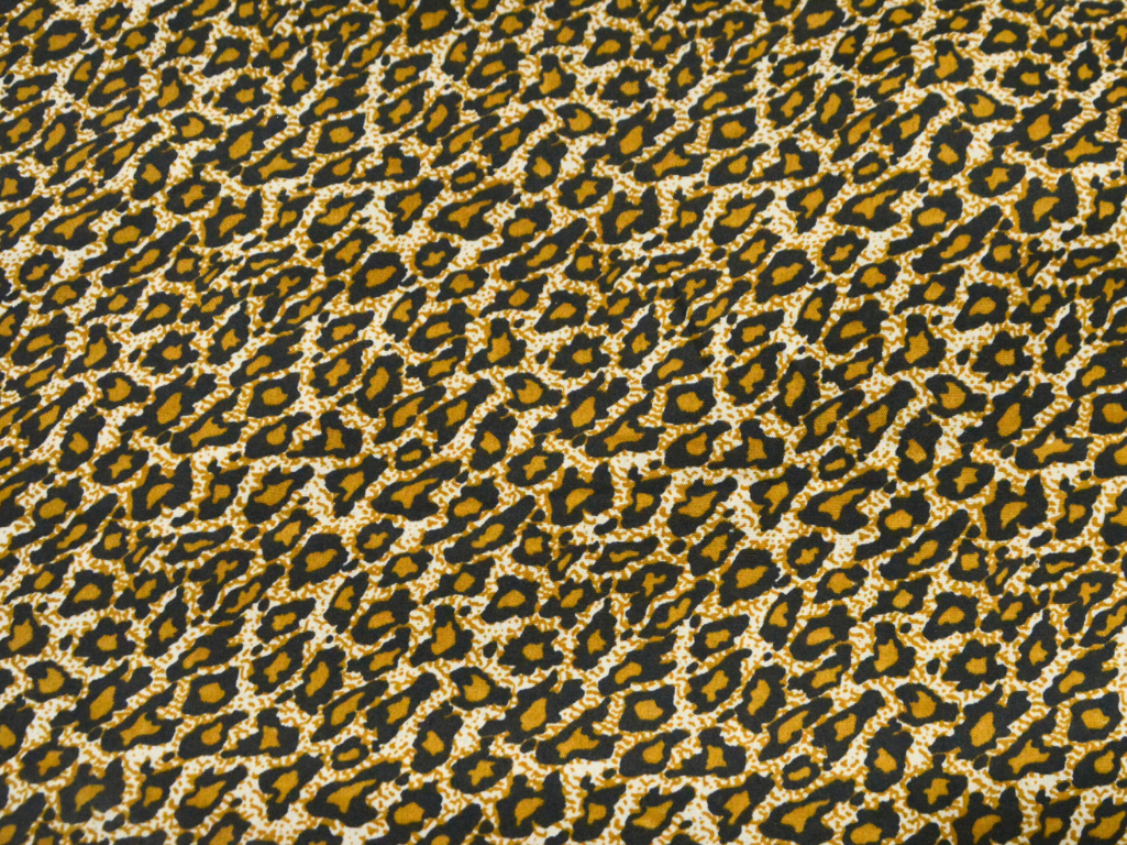 Yellow Leopard Digitally Printed Butter Crepe Fabric