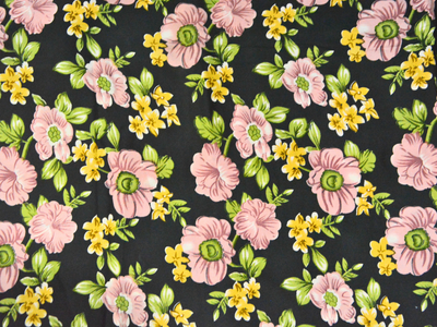 Black Floral Digitally Printed Butter Crepe Fabric