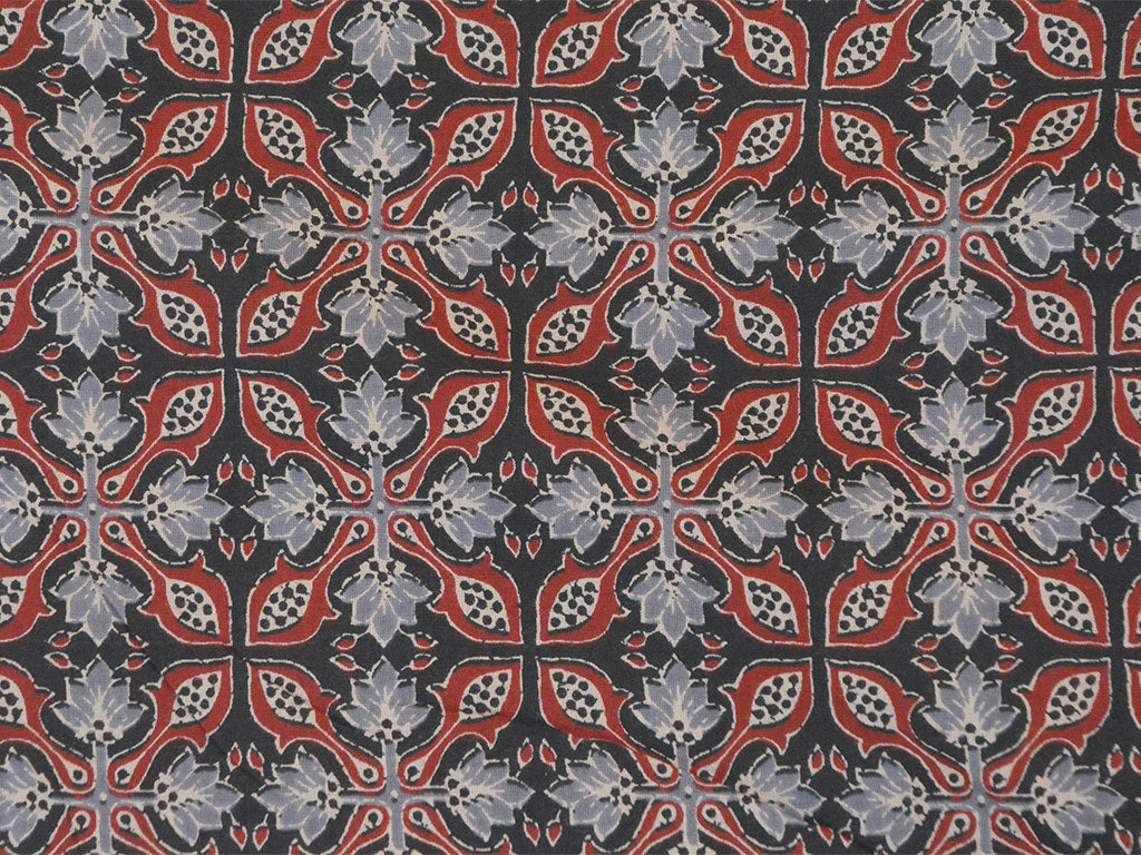 Black Ajrakh Printed Pure Mul Mul Cotton Fabrics
