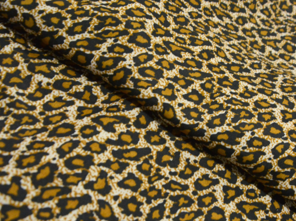 Yellow Leopard Digitally Printed Butter Crepe Fabric