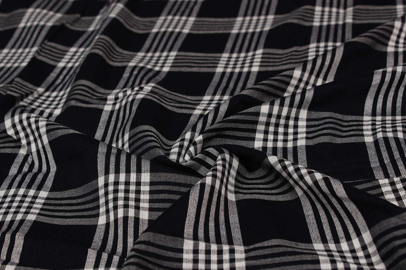 Precut of 2 Meters of Navy Blue Stripes Yarn Dyed Viscose Fabric