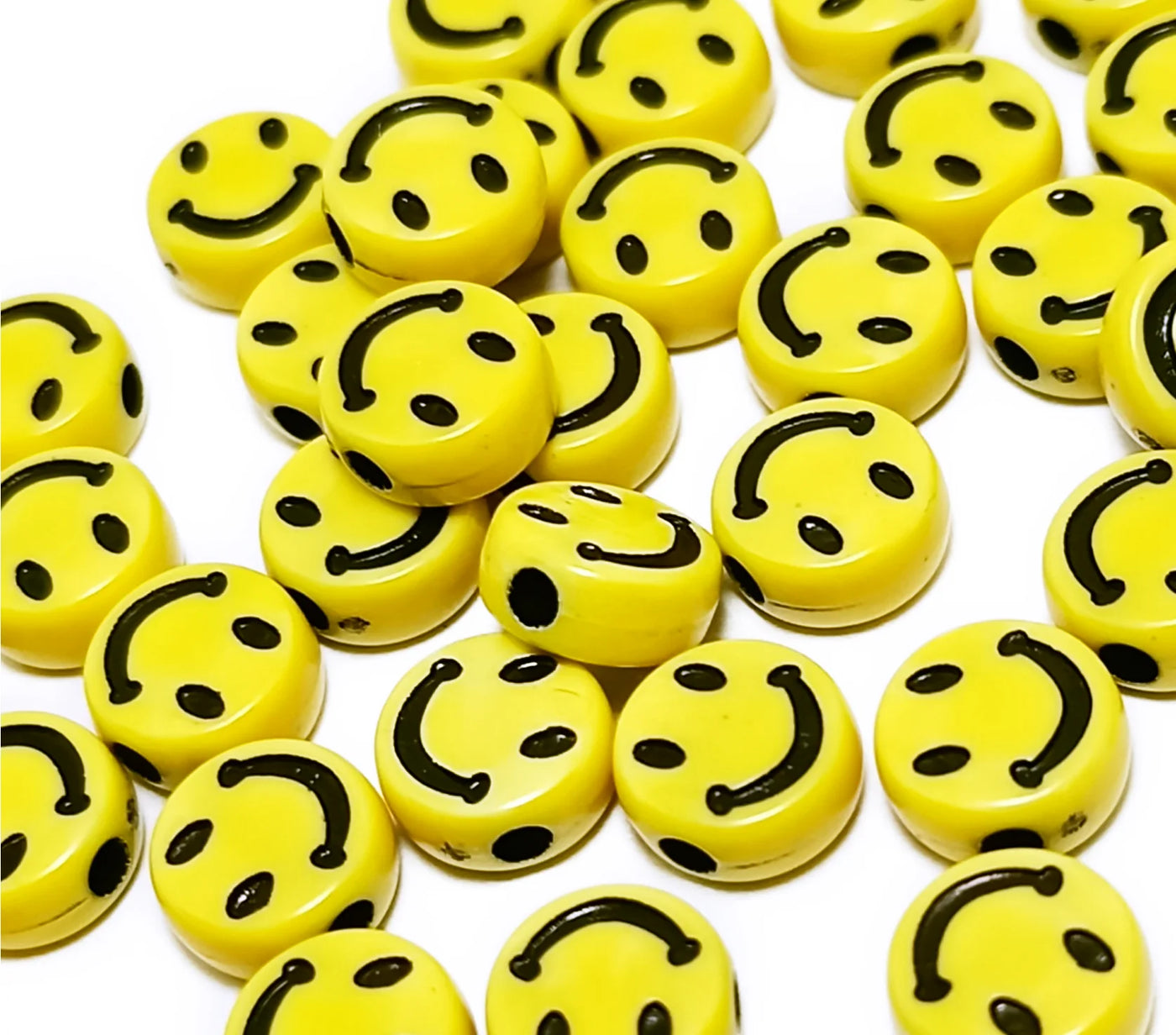 Bright Yellow Designer Circular Plastic Beads