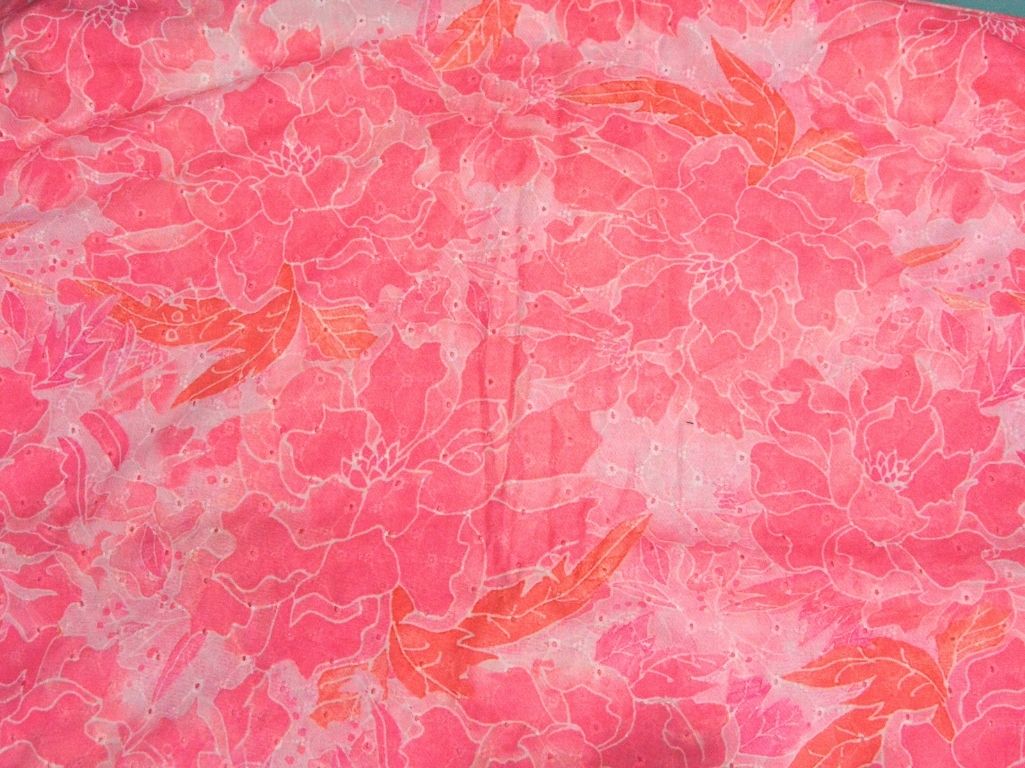 Candy Pink 100 % Pure Cotton Chikan Embroidered Fabric