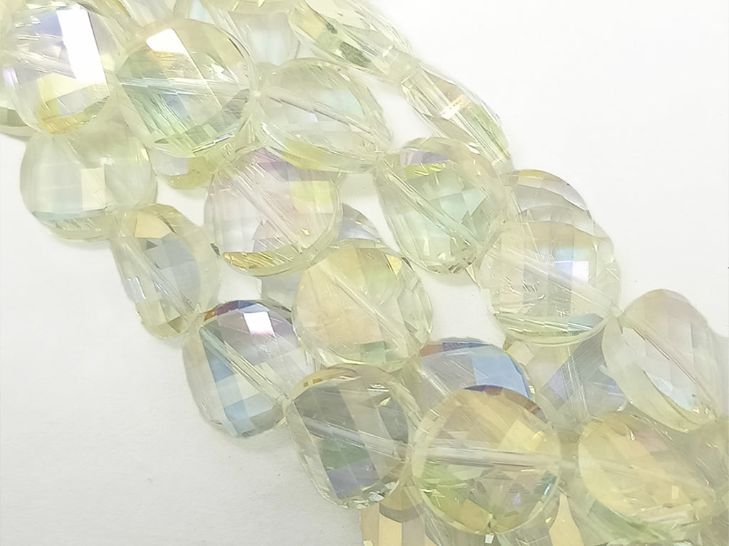 Light Yellow Faceted Flat Crystal Beads