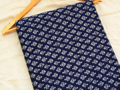 Indigo Blue Floral Pure Cotton Fabric