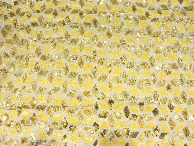 Golden Dyed Viscose Georgette With Sequins Embroidered Fabric