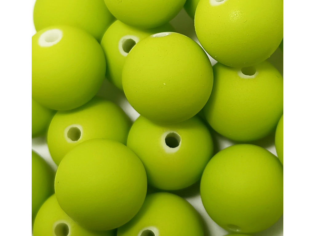 Frosted Neon Green Spherical Acrylic Beads With Centre Hole